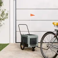 vidaXL "SPRING SALE"Fahrradanhänger - Fahrradanhänger Anhänger - Hunde Grau und Schwarz Oxford-Gewebe und Eisen GermanyMöbel 52199 - Fahrradanhänger