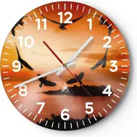 ARTTOR Wanduhr - Rund - Glasuhr - Natur Landschaft Insel Meer - 30x30cm - Schleichendes Uhrwerk - Lautlos - zum Aufhängen bereit - Dekoration Modern - Wanddekoration aus Glas - C4AR30x30-2440