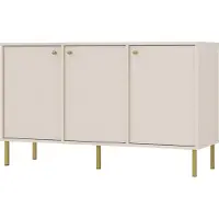 Masseno Kommode TORINO 125 cm Sideboard mit 3 Türen für Wohnzimmer Schlafzimmer Modern 125x41x74 cm Beige / Beige