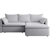 Vente-unique Ecksofa mit Schlaffunktion - Ecke rechts - Strukturstoff - Grau - TEODORA