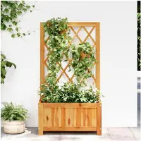 Markenlos Hochbeet mit Spalier aus Akazienholz 55x28x100cm Wetterfest für Garten Terrasse Balkon