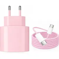 TELEFONMAX 20W Schnellladegerät, USB-C Kabel, USB-C Adapter für iPhone 17, 16, 15, iPad, iPad Pro, iPad Air rosa
