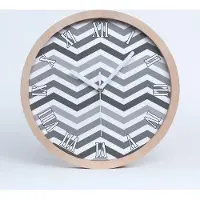 Tulup Holzuhr 30fi cm wanduhr - weiße Spitzen - grau Zickzacks