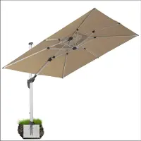 Anndora Ampelschirm Aluminium dark natural 3m x 3m quadratisch - 360º drehbar - komplett schwenkbar neigbar - inklusive Bodenanker - mit Bodenanker | Dark Natural
