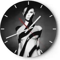 ARTTOR Wanduhr - Rund - Glasuhr - Nackt Frau Fotografie - 40x40cm - Schleichendes Uhrwerk - Lautlos - zum Aufhängen bereit - Dekoration Modern - Wanddekoration aus Glas - C3AR40x40-4221