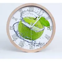 Tulup Holzuhr 30fi cm wanduhr - weiße Spitzen - grüner Apfel