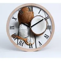 Tulup Holzuhr 30fi cm wanduhr - schwarze Spitzen - Kokosnussöl