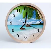 Tulup Holzuhr 30fi cm wanduhr - Insel Landschaft