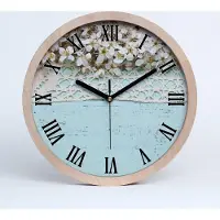 Tulup Holzuhr 25fi cm wanduhr - schwarze Spitzen - Kirschblüten