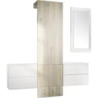 Vladon Garderobe Wandgarderobe Carlton Set 3, Germany, Korpus in Weiß matt / Paneel in Eiche Nordic