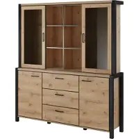 Masseno Kommode ATTIVO 180 cm Sideboard mit 3 Schubladen und 4 Türen für Wohnzimmer Schlafzimmer Modern 180x40,6x200 cm Eichefarben / Eichefarben