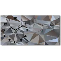 Tulup Wanduhr aus Glas – 60x30 cm - Glasbild - Glasuhr - Gehärtetes Glas - schwarze-zeiger - Abstraction Dreiecke