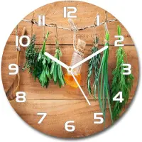 Tulup Wanduhr aus Glas 30fi Glasbild Glasuhr Gehärtetes Glas - weisse-zeiger - Herbs on a string