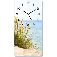 Tulup Wanduhr aus Glas – 30x60 cm - Glasbild - Glasuhr - Gehärtetes Glas -Küstendünen