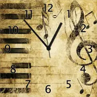 Wallario Design Wanduhr Musik als Leidenschaft Notenschlüssel in braun aus Echtglas, Größe 30 x 30 cm