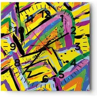 ARTTOR Wanduhr - Quadrat - Glasuhr - Abstraktion modern - 40x40cm - Schleichendes Uhrwerk - Lautlos - zum Aufhängen bereit - Dekoration Modern - Wanddekoration aus Glas - C4AC40x40-4111