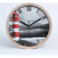 Tulup Holzuhr 20fi cm wanduhr - schwarze Spitzen - Leuchtturm