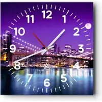 ARTTOR Wanduhr - Quadrat - Glasuhr - Amerika wohnung architektur - 40x40cm - Schleichendes Uhrwerk - Lautlos - zum Aufhängen bereit - Dekoration Modern - Wanddekoration aus Glas - C4AC40x40-2443