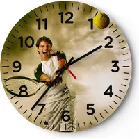 ARTTOR Wanduhr - Rund - Glasuhr - Aktivität Ball Wettbewerb - 30x30cm - Schleichendes Uhrwerk - Lautlos - zum Aufhängen bereit - Dekoration Modern - Wanddekoration aus Glas - C4AR30x30-2107