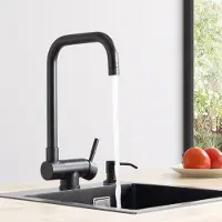 CECIPA Wasserhahn Küche 360° drehbar Küchenarmatur Edelstahl Spültischarmatur Küche matt Schwarz