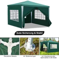Fiqops Faziango Pavillon 3x3m mit Seitenwänden Tasche Wasserdicht UV-Schutz 50+Gartenpavillon Gartenzelt Partyzelt Grün
