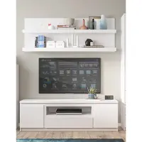 Lomadox TV-Möbel Kombination aus Lowboard und Wandboard in weiß FORTALEZA-129, B/H/T ca. 165,4/200/45 cm