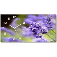 Tulup Wanduhr aus Glas – 60x30 cm - Glasbild - Glasuhr - Gehärtetes Glas - weisse-zeiger - Lavendel