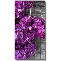 Tulup Glasuhr Wanduhr Küchenuhr Echt-Glas 30x60 Blumen Lila