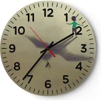 ARTTOR Wanduhr - Rund - Glasuhr - Kind Symbol Vogel - 40x40cm - Schleichendes Uhrwerk - Lautlos - zum Aufhängen bereit - Dekoration Modern - Wanddekoration aus Glas - C4AR40x40-4765