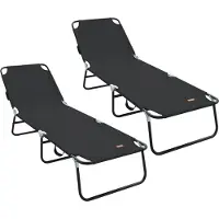 vidaXL Möbel Faltbare Sonnenliege 2 Stk Tragbar Schwarz 600D Oxford-Stoff - Gartenliegen 42003147