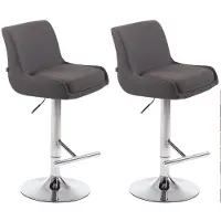 CLP 2er Set Barhocker Club Stoff chrom dunkelgrau