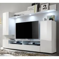 Furn.Design Wohnwand "Win" in weiß Hochglanz, TV Schrank 208 x 180 cm
