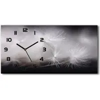 Tulup Wanduhr aus Glas – 60x30 cm - Glasbild - Glasuhr - Gehärtetes Glas - schwarze-zeiger - Löwenzahn Samen