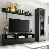 Lomadox Landhaus Wohnzimmer Wohnwand ATHEN-61 in edlem englisch-grün - B/H/T: 225/197/43 cm