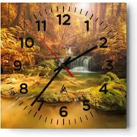 ARTTOR Wanduhr - Quadrat - Glasuhr - Wald Bach Tropen Natur - 40x40cm - Schleichendes Uhrwerk - Lautlos - zum Aufhängen bereit - Dekoration Modern - Wanddekoration aus Glas - C4AC40x40-2960