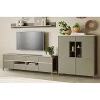 Furn.Design Wohnwand "Finnes" in Salbei und Eiche Wohnkombination skandinavisch 3-teilig 319 cm, Soft-Close