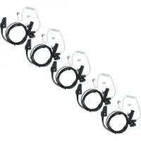 VHBW 5x Headset kompatibel mit Kenwood TK-190, TK-2180, TK-2180E, TK-2140E, TK-2140 Funkgerät mit PTT Mikrofon - transparent, schwarz, Akustikschlauch
