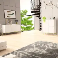 Lomadox Wohnzimmer Set 2-teilig modern in weiß matt mit gefrästen Fronten ANGERA-140