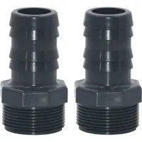 Haf 2x PVC Druckschlauchtülle mit 38mm x 1 1/2" | Schlauchtülle x Außengewinde | Schlauchverbinder aus grauem PVC-U | PN16 für Pool und Teich