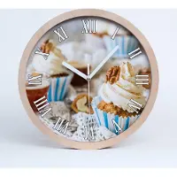 Tulup Holzuhr 20fi cm wanduhr - weiße Spitzen - Cupcakes