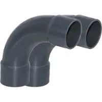Haf 2x PVC Fittings Bogen 90° mit 63mm x 63mm | Klebemuffe x Klebemuffe | Winkelverbinder aus grauem PVC-U | PN16 für PVC Rohr, Schwimmbad & Teich