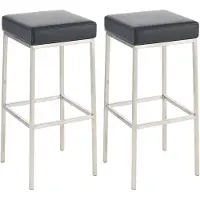 CLP 2er Set Barhocker Montreal 80 Kunstleder edelstahl schwarz