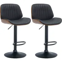 CLP 2er Set Barhocker Nova Kunstleder walnuss/schwarz