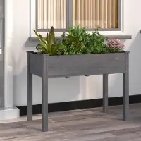vidaXL "2026 Promotion" Hochbeet - Pflanzkübel - mit Einsatz Grau 118x59x76 cm - Massivholz Tanne - Beete CC22199