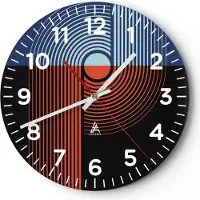 ARTTOR Wanduhr - Rund - Glasuhr - Abstraktion Moderne Minimalismus - 30x30cm - Schleichendes Uhrwerk - Lautlos - zum Aufhängen bereit - Dekoration Modern - Wanddekoration aus Glas - C4AR30x30-4520
