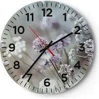 ARTTOR Wanduhr - Rund - Glasuhr - Wiese Knoblauch Blume - 30x30cm - Schleichendes Uhrwerk - Lautlos - zum Aufhängen bereit - Dekoration Modern - Wanddekoration aus Glas - C4AR30x30-4177