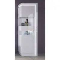 Lomadox Moderne Anbauwand mit Couchtisch in weiß Hochglanz, inkl. indirekter Beleuchtung, LYNDHURST-129