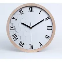 Tulup Holzuhr 30fi cm wanduhr - schwarze Spitzen - Hexagone Hintergrund