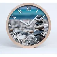 Tulup Holzuhr 30fi cm wanduhr - weiße Spitzen - Haufen von Steinen