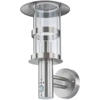 LINDBY Außenwandleuchte Noemi, Sensor, grau, Edelstahl, 34cm